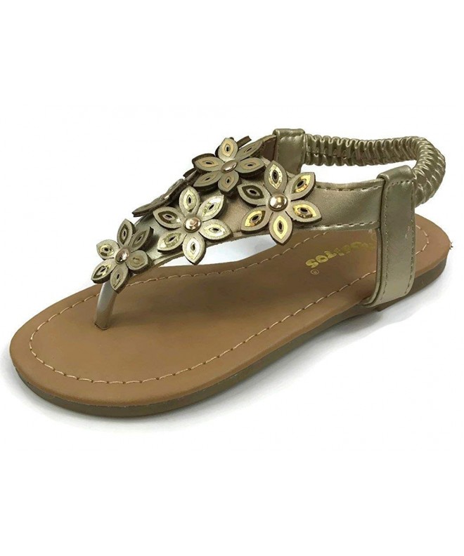 Sandals Sabrina Flower Slip On Sling Back Elastic Strap Flat Sandals - Gold - C318DY99724 $26.64