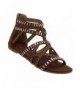 Sandals Girls Sandals Gladiator Flip Flops Open Toe Shoes Flats Beach Shoes - Rust - CB18CGK3NUR $24.71