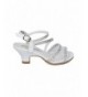 Sandals Girls Open Toe Mesh and Rhinestone Strappy Kiddie Heel Sandal HC30 - White Leatherette - C31847LATLW $44.60