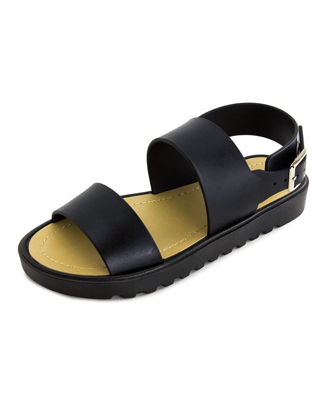 Sandals Girls Open Toe Gladiator Ankle Strap Sandals (Toddle/Little Kid) - Black - CE12BNTTXHJ $38.30