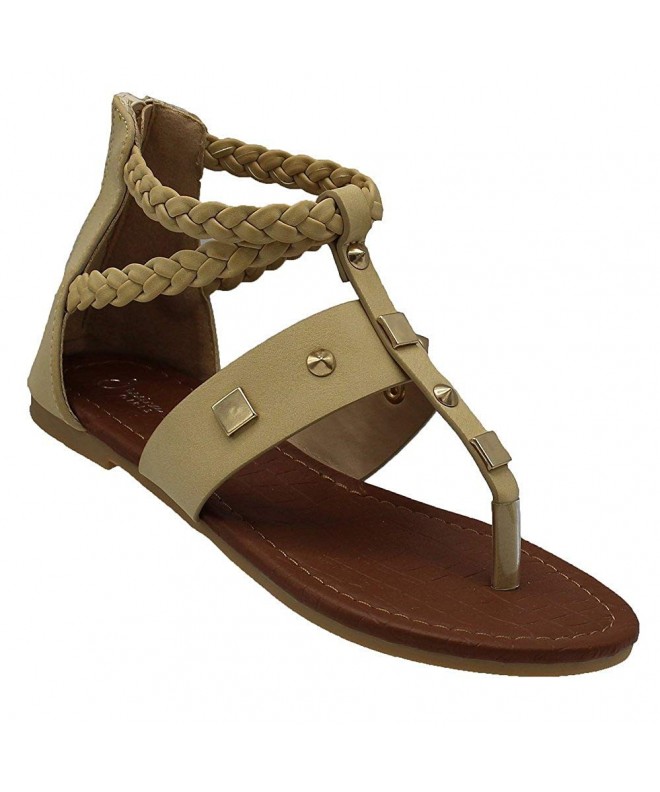 Sandals Girls Sandals Gladiator Flip Flops Thong Shoes Flats Beach Shoes - Denim - CX18CGK8N27 $24.53