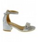 Sandals Jill 18K Little Girls Rhinestone Glitter Heeled Open Toe Gladiator Sandals - Silver - CG18C0OQ32Y $43.20