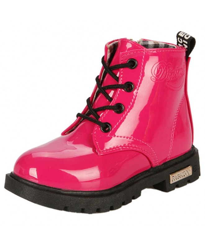Boots Boys Girls Ankle Waterproof Boot-Kid Rain Boot Shoes(Toddler/Little Kid) - Hot Pink - CI129J541OT $35.25