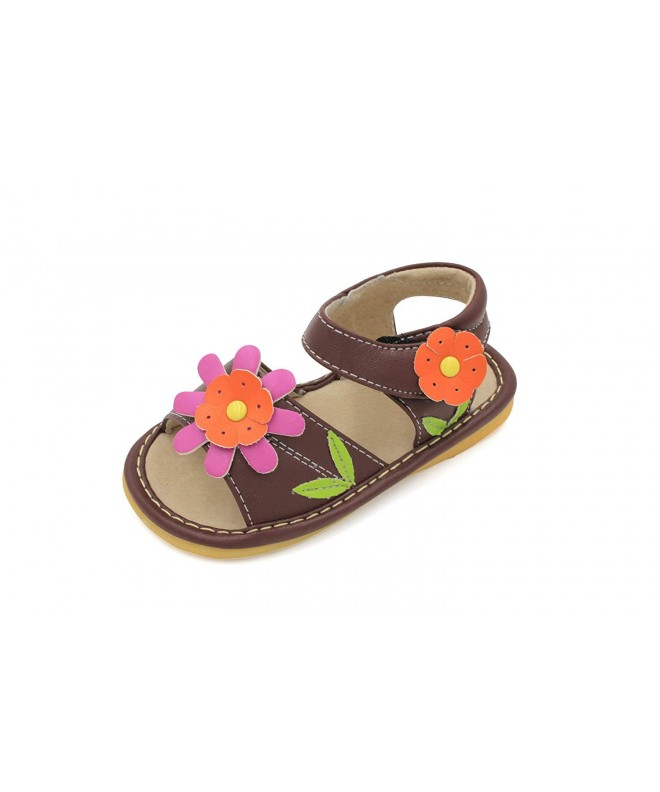 Sandals Brown with Pink Flower Squeaky Girl Sandals Shoes - C312059SAL7 $47.36