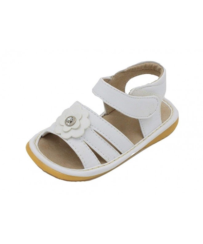 Sandals White with Crystal Flower Girl Squeaky Sandals Shoes - C412CDOGI3F $49.63