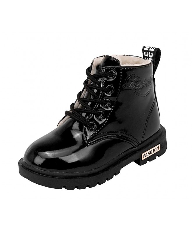 Boots Boys' Girls' Fashion Lace-Up Zipper Ankle Boots Plush Snow Boots (Toddler/Little Kid/Big Kid) - Black(plush) - CM18HMOA...