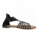 Sandals Ladies & Girls Athena Weaved Strappy Gladiator Flat Sandal with Zipper - Black - CS18DY8GH2U $25.69