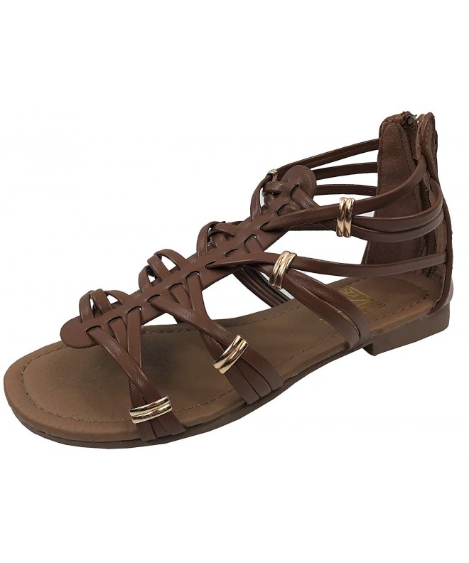 Sandals Girls Kids Gladiator Strappy Summer Sandals - Tan - CR18CGLOX4Z $36.50