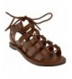 Sandals Corbic 2 Little Girls Strappy Lace Up Peep Toe Gladiator Sandals - Tan Pu - C718CT2XRMC $33.11