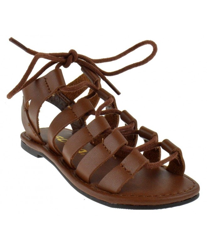 Sandals Corbic 2 Little Girls Strappy Lace Up Peep Toe Gladiator Sandals - Tan Pu - C718CT2XRMC $38.85