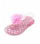 Sandals Toddler Girls Pink Sparkle Jelly T-Strap Sandals with Chiffon Flower Accent Detail - CS18Q2E9I78 $27.87