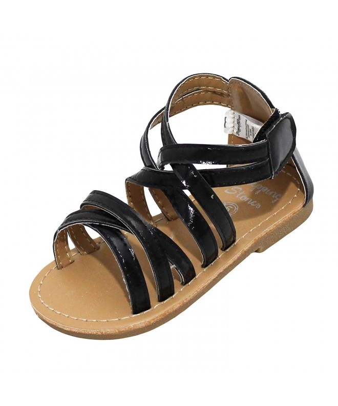 Sandals Little Girls Gladiator Sandals (Girls Strappy Sandals) Sizes 3-10 Silver Gold - Copper Black - Black - C6182GSGMY0 $2...