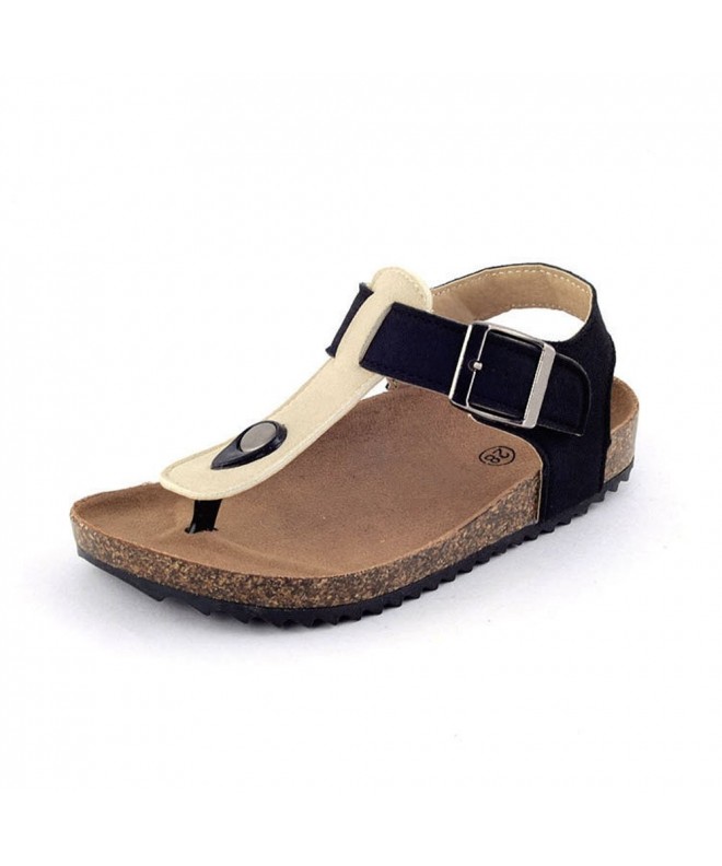 Sandals Unisex Child's Flip-Flops Slingback Ring Open Toe Cork Sandals (FBA) - Black-apricot - C118EK5LSUQ $20.47