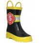 Boots Puddle Play Toddler and Kids Waterproof Black Fire Chief Rubber Rain Boots Easy-On Handles - C411ZW3TW3X $44.42