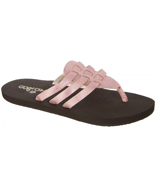Sandals Girl's Lil La Paz Faux Leather - Foam - Rubber Strappy Flip Flops - Pink - CI12MBBXKWR $44.35