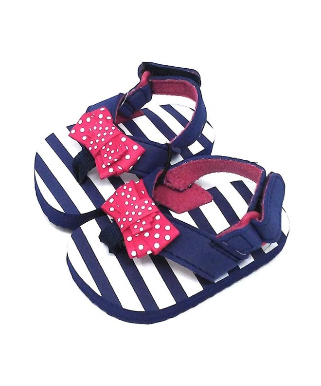 Sandals Infant and Toddler Beachwear Sandals - Navy/White With Pink Bow - C8186L5I79A $18.98