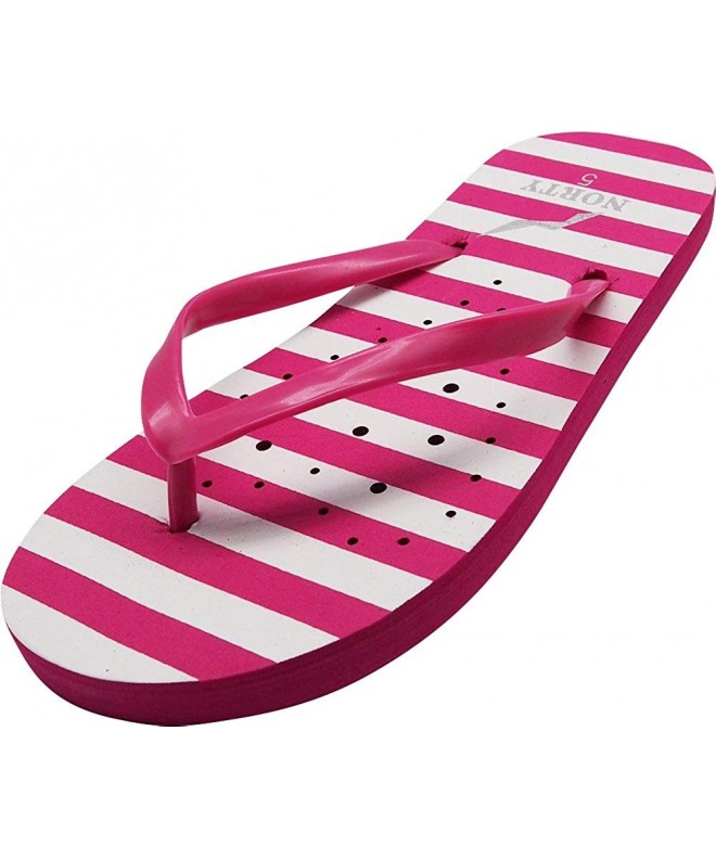 Sandals Girls Flip Flop Thong Sandal for Beach - Pool Or Everyday - 3 Color Combinations - Pink Stripe - CS18DCER7IW $19.17