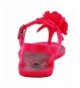 Sandals Girls Jelly Sandals Jelly Shoes Glitter Flower Thong Sandals Flip Flops - Hot Pink - CB12ER1BGWP $25.67