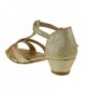 Sandals Ekans 3K Little Girls Heeled Gladiator Gemstone Glitter Dress Sandals - Champagne - CL180T8U98Q $30.22