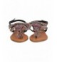 Sandals Girl Mixed Media T-Strap Precious Gems Flat Sandal GC07 - Black - CR12O0U7FMX $35.46