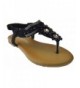Sandals Pecko 1514KM Little Girls Gladiator Floral Rhinestone Comfort Flat Sandals - Black - C411Z4MMN8X $23.30