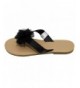 Sandals Girls Flip Flip Thong Sandals with Chiffon Ruffle Bow Black White Sizes 11-3 - Black - CG182GSETA7 $25.30