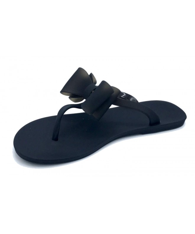 Sandals Girls Matte Jelly Sandal with Bow - Black - CZ184AR68X3 $21.80