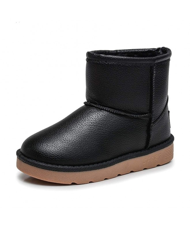 Boots Girl's and Boys Winter Snow Boots Waterproof Fur Outdoor Slip-on Boots (Toddler/Little Kids) - Black - CI18LL8CCI0 $33.57