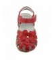 Sandals Girls Genuine Leather Solid Flower Sandals (5.5 M US Toddler - Red) - CV11N7RSCO1 $19.84