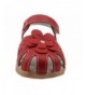 Sandals Girls Genuine Leather Solid Flower Sandals (5.5 M US Toddler - Red) - CV11N7RSCO1 $19.84