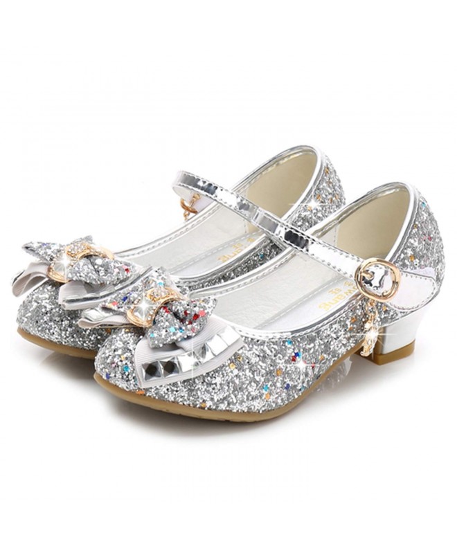 Sandals Flower Girls Dress Wedding Party Bridesmaids Heel Mary Jane Princess Shoes - Sliver - C418NZA6M5S $46.49