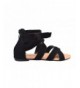 Sandals Girls Fashion Sandals Microsuede Zip Up Ankle Flats with Bow - Black - CU18NT70R4Z $46.19