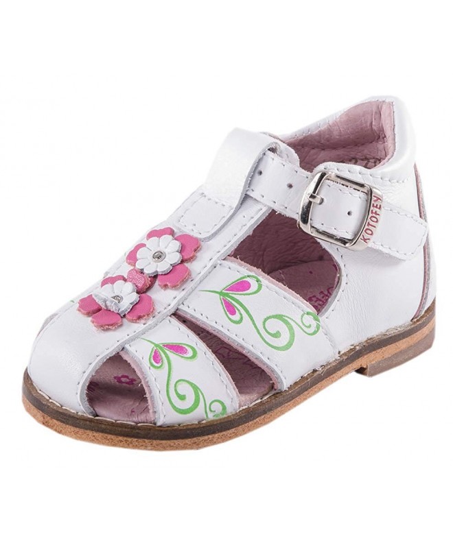 Sandals Baby Girl White Sandals 022056-21 Genuine Leather Orthopedic Sandals with Arch Support - CT18KZUA65H $79.58