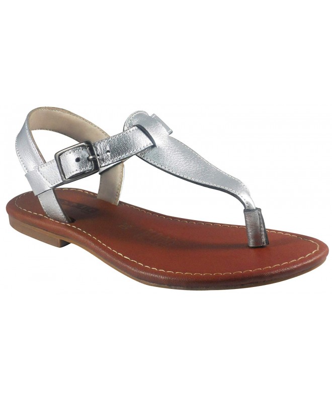 Sandals Big Girls Silver Sandal - Leather Shoes - Romina 3.5M - CI18GMRZGLN $48.56