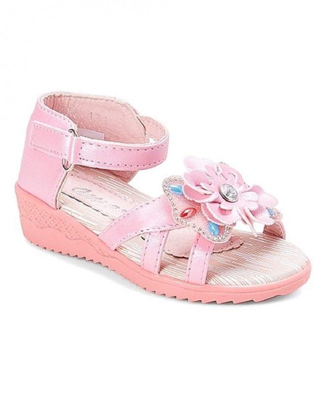 Sandals Girls Pink Flower Open Toe Sandal-Pink-7 T - CM18GL8CED4 $26.89