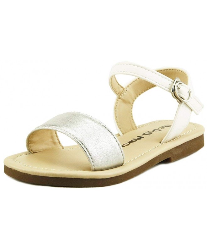 Sandals Open Toe Flat Sandal - FBA1621005A-9 Silver-White - C817YH4HXCN $26.99