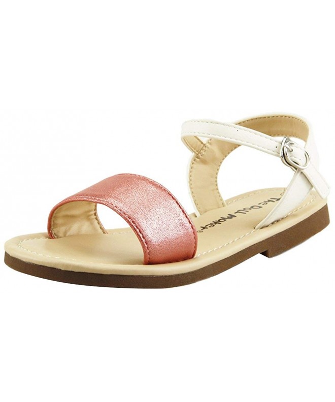 Sandals Open Toe Flat Sandal - FBA1621005B-10 Pink-White - CG17YH2H34Y $29.50
