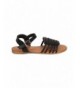 Sandals Girls Leatherette Open Toe Caged Ankle Strap Flat Sandal GC09 - Black - CE12O7TGJWQ $47.92