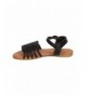 Sandals Girls Leatherette Open Toe Caged Ankle Strap Flat Sandal GC09 - Black - CE12O7TGJWQ $47.92