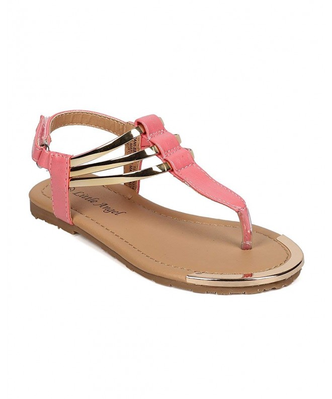 Sandals Girl Polished Leatherette T-Strap Metallic Ankle Cuff Sandal (Toddler) FA16 - Pink - C312IQ8WT35 $37.92