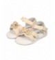 Sandals Girl Leatherette Open Toe Bow Tie Ankle Strap Sandal (Toddler) EI40 - Beige - CV12HTBTJPV $32.85