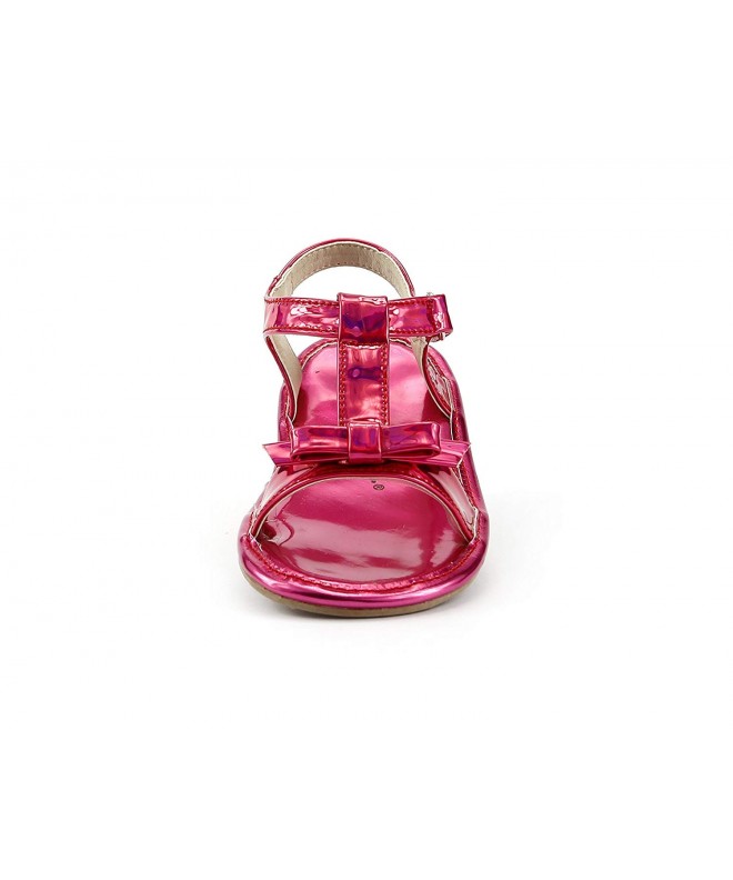 Sandals Girl's Bow T-Strap Sandal - Metallic Pink - CU11TG91E03 $29.08