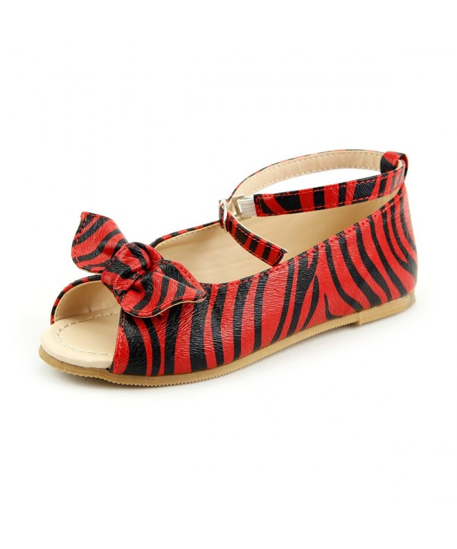 Sandals Leopard Peep Toe Sandal - Red and Black Zebra - CD122TJDSJV $26.51