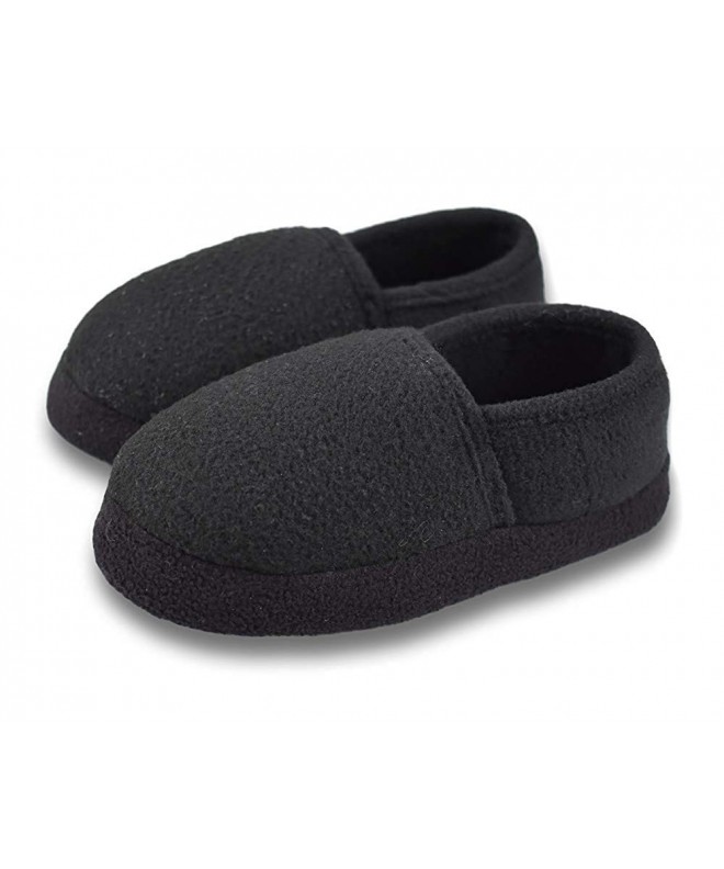Slippers Little/Big Kids Warm Plush Fleece Slippers with Soft Memory Foam Slip-on Indoor Shoes - Black - CB18KDU868N $33.52