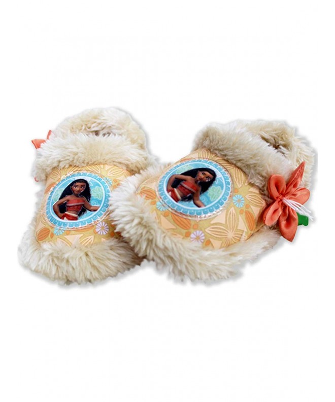 Slippers Moana Toddler Girl's Plush A-Line Slippers with Faux Fur - Coral - CI18KKZZUD6 $35.41