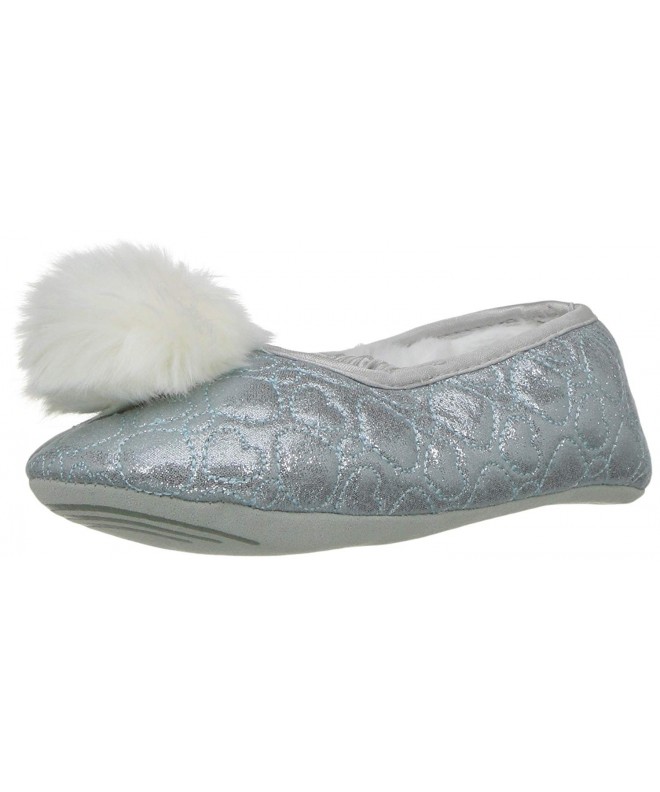 Slippers Girls' A-Line Slippers - Penelope Pom - Turquoise/Silver - CF17Y2I3RID $47.21