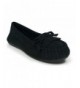 Slippers Kid's Moccasin Faux Soft Suede with Fur Lining Slippers Loafer Shoes - Black Fringe - C31882UKNQN $25.92