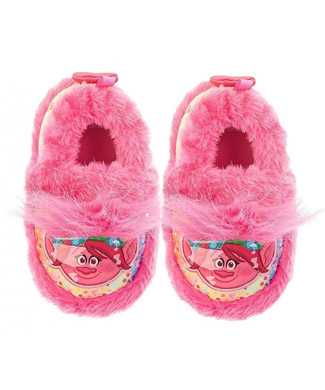 Slippers Girls Slippers Trolls Poppy Faux Fur Pink Warm Comfy Fuzzy Slipper Toddler/Little - CR18IG0EMCX $40.77