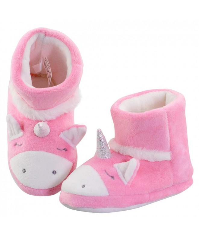 Slippers Girl's Cute Unicorn Soft Booties Anti-Slip Indoor Outdoor Slippers - Pink - CK18M4QR868 $32.18