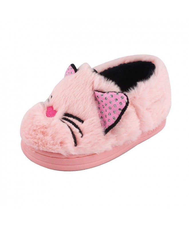 Slippers Toddler Girls Bunny Slippers Winter Warm Shoes Cat/Doggy House Soft Slippers - Light Pink Cat - CU18K70G2X9 $28.63
